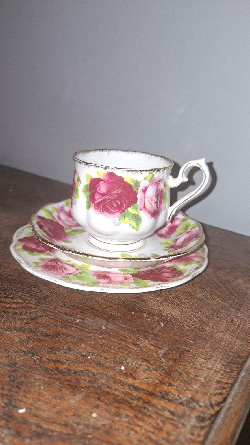 Royal Albert English Rose tea trio
