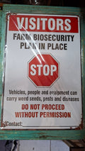 "Farm Biosecurity Plan In Place" Metal Stop Sign