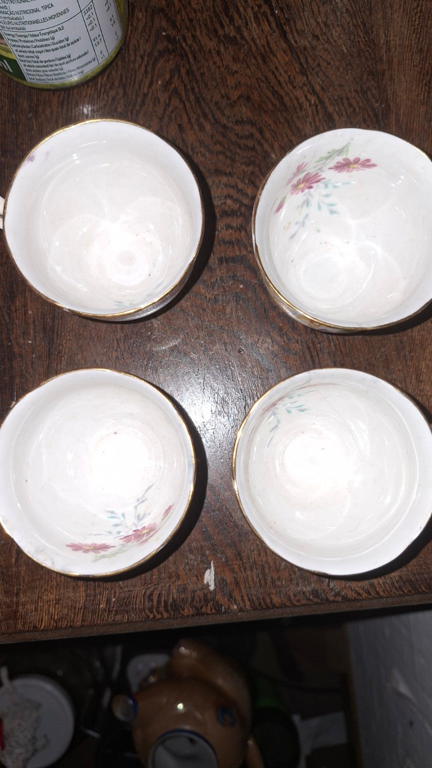 Royal Stafford Floralia saucers showing vintage wear