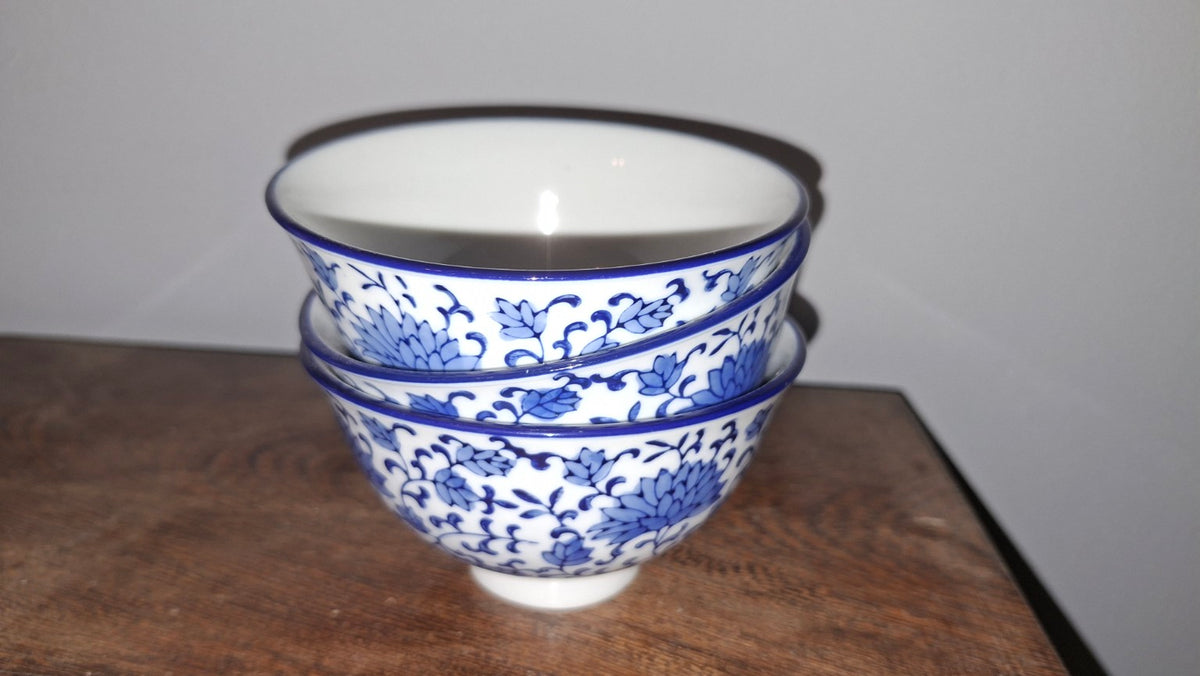 Woolworths blue and white floral porcelain bowls - set of 3