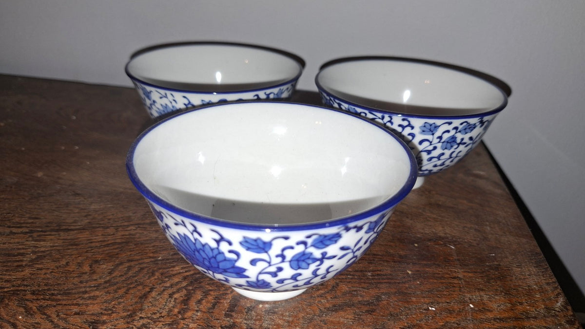 Woolworths blue and white floral porcelain bowls - set of 3